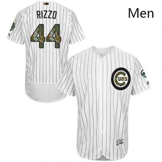 Mens Majestic Chicago Cubs 44 Anthony Rizzo Authentic White 2016 Memorial Day Fashion Flex Base MLB Jersey